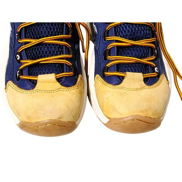 Reebok Question Mid Denim Blue Yellow Athletic Basketball Shoes Men’s 6.5